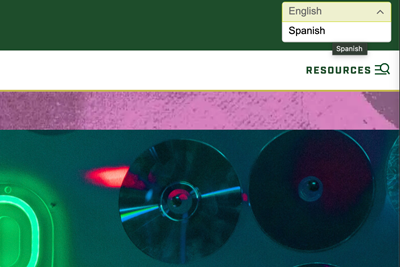 Screen capture of website